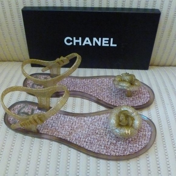 CHANEL Shoes - Chanel Camellia Thong Jelly Sandals